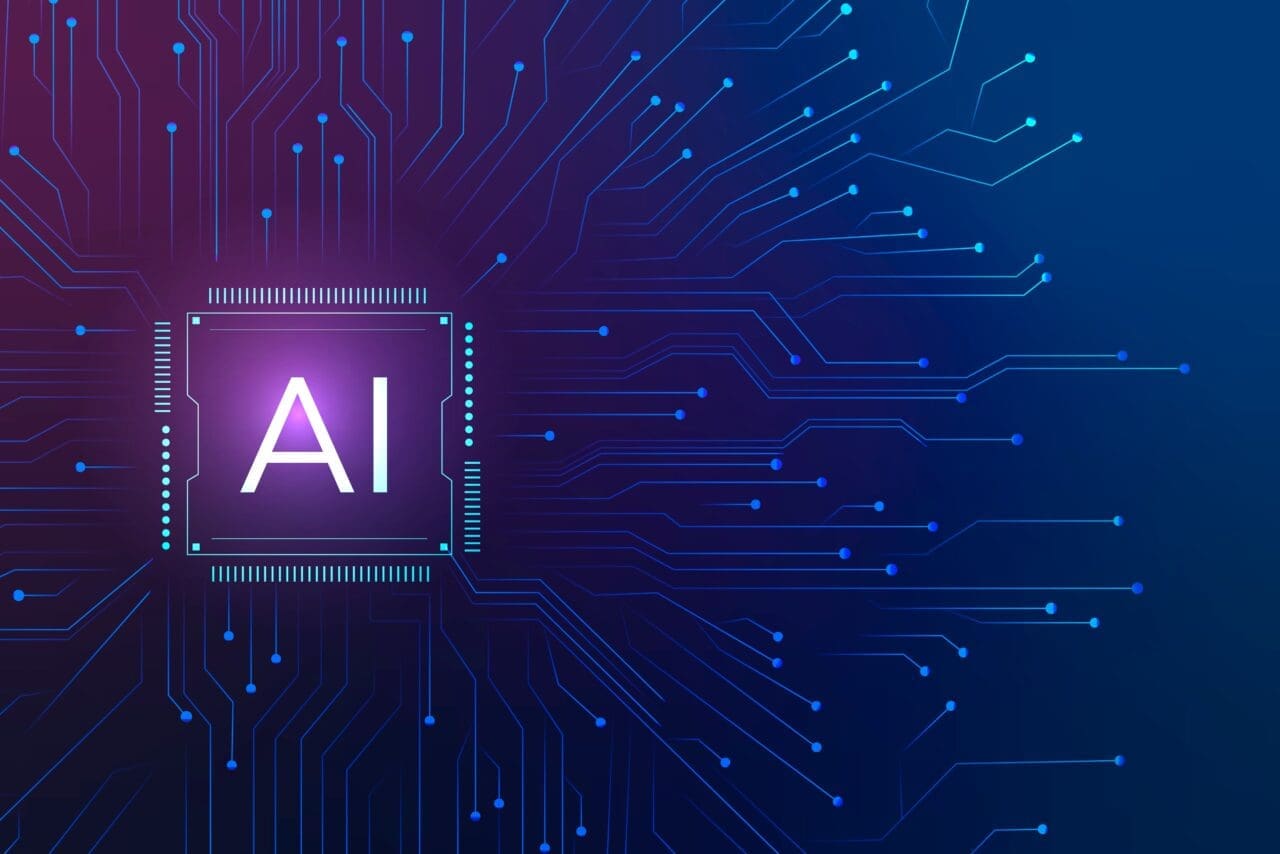 AI technology microchip background digital transformation concept