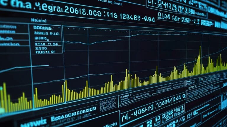 Representación digital de redes eléctricas con gráficos de datos en una pantalla.