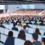 Asistentes interactuando durante un congreso de biotecnología.