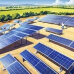 Instalaciones modernas de una startup tecnológica especializada en energía renovable con paneles solares.