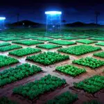 Campo de cultivo digitalizado con sensores y tecnología avanzada