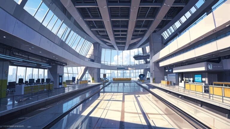 Vista panorámica de un centro de innovación tecnológica moderno con edificios futuristas