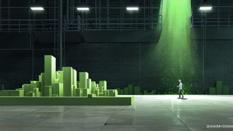 Montaje de ciudad moderna integrada con elementos verdes y nanotecnológicos