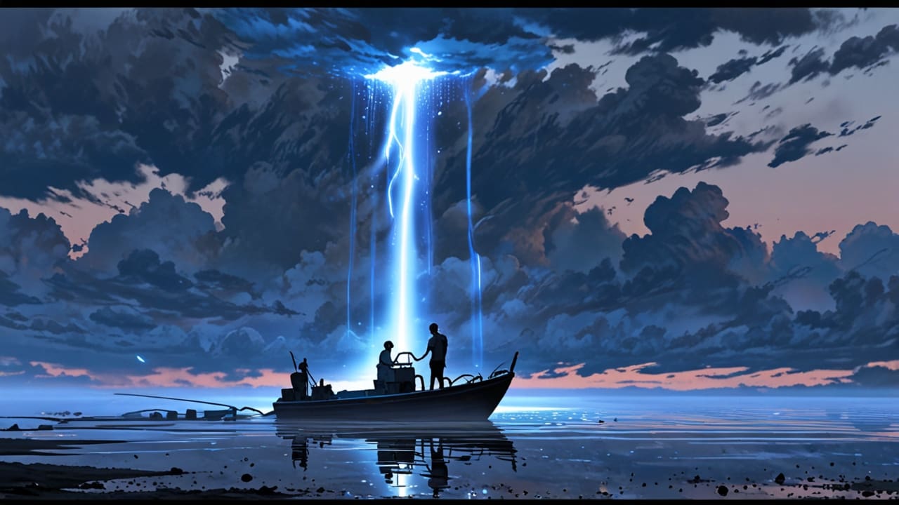 Buque autónomo surcando el océano bajo un cielo despejado, reflejando tecnología avanzada y sostenibilidad.