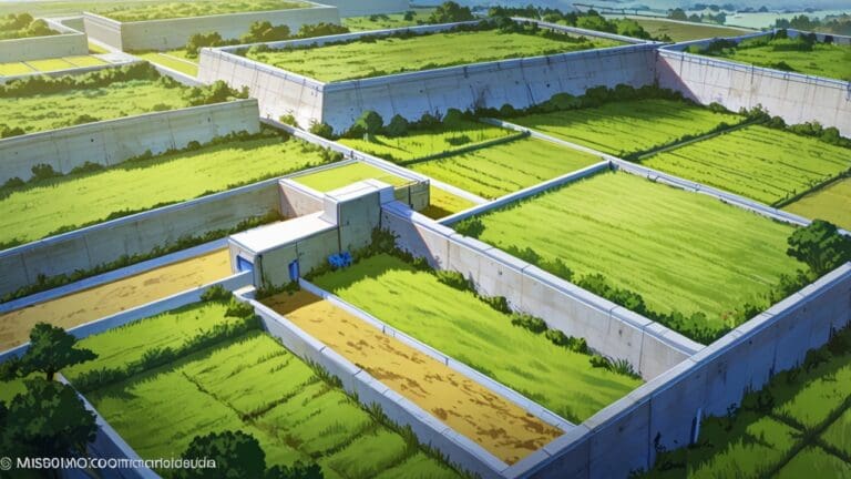 Paisaje de Misiones con campos verdes y estructuras modernas de innovación tecnológica