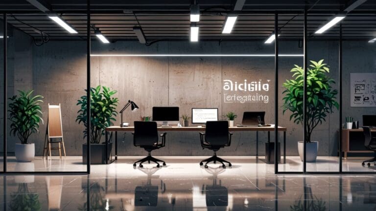 Oficinas modernas con equipos tecnológicos y pizarras digitales, reflejando innovación en startups