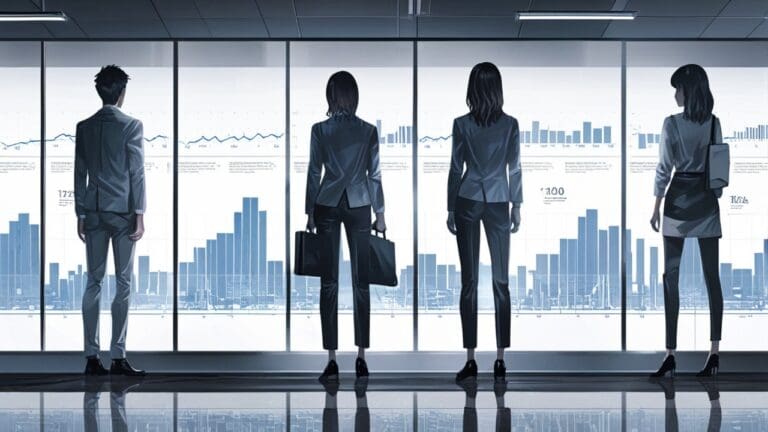 Oficinas modernas con pantallas que muestran gráficos de inteligencia artificial