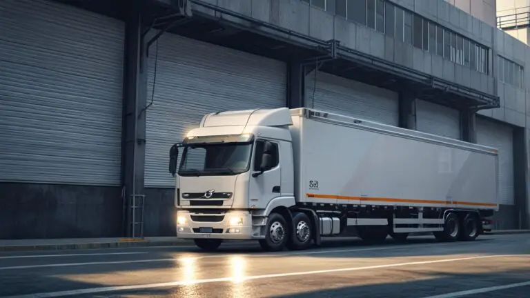 Primer plano de un moderno camión eléctrico en un entorno industrial urbano