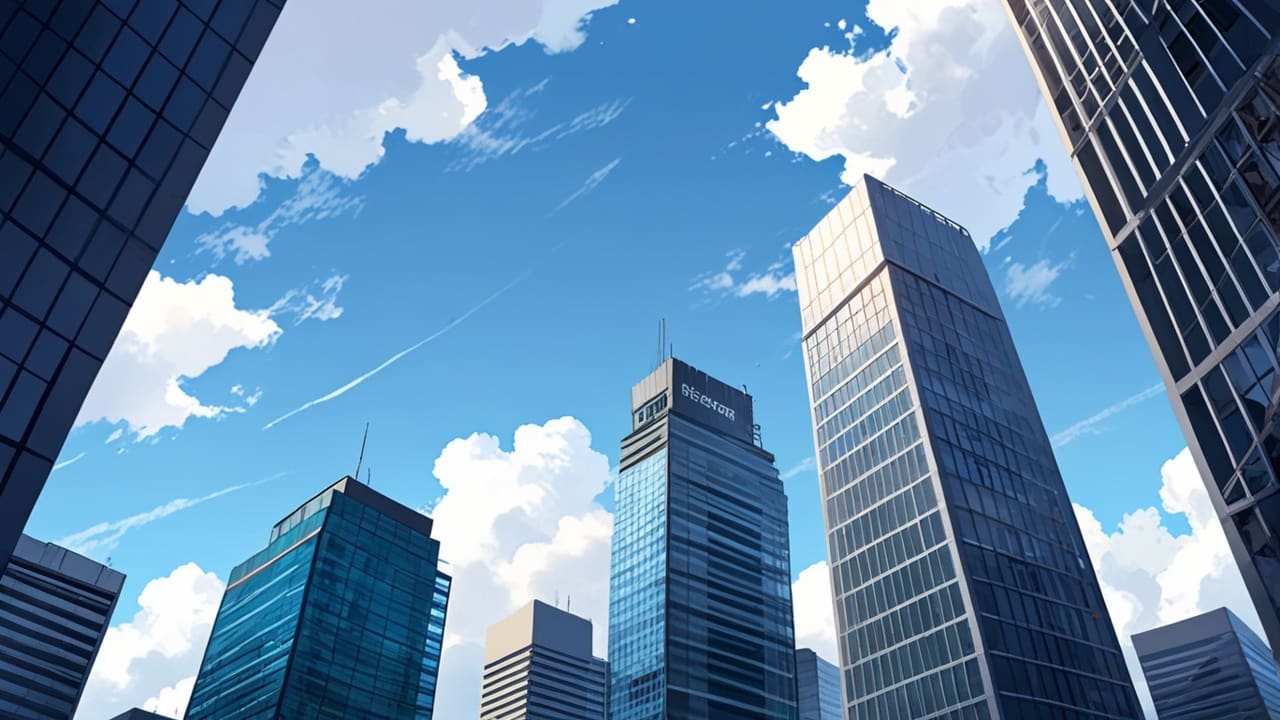Edificios modernos de startups en una ciudad latinoamericana con un cielo despejado