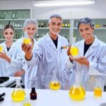 Laboratorio moderno con equipos de encapsulación de aceites esenciales