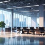 Oficinas modernas de empresas tecnológicas con ambiente corporativo