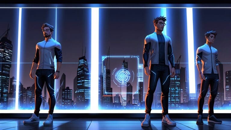 Centro de innovación tecnológica con pantallas y dispositivos futuristas iluminados