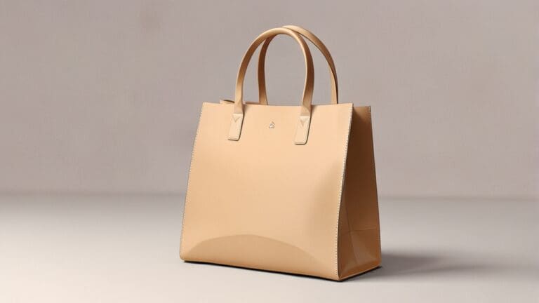 Diseño de un bolso moderno en un estudio minimalista con fondo neutro
