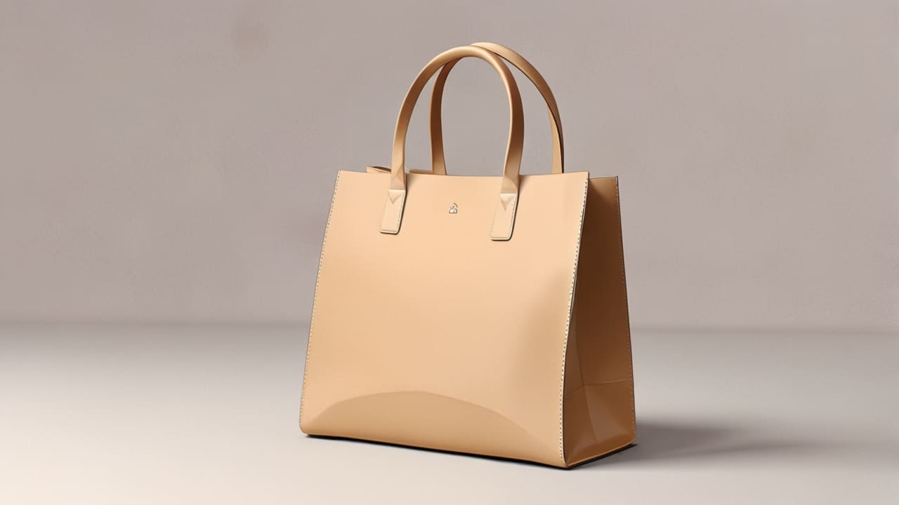 Diseño de un bolso moderno en un estudio minimalista con fondo neutro