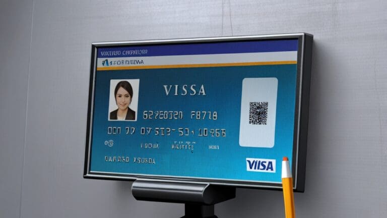 Interfaz digital moderna mostrando opciones de visa en una pantalla de computadora