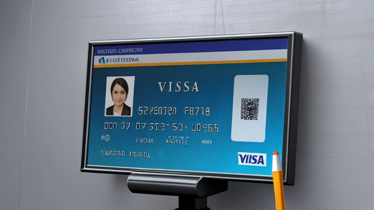 Interfaz digital moderna mostrando opciones de visa en una pantalla de computadora