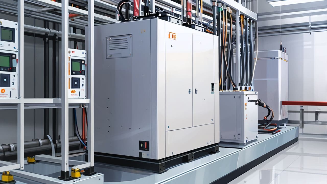 Vista detallada de una batería de litio-azufre en un entorno de laboratorio tecnológico moderno y limpio