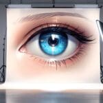 Lupa inteligente de bolsillo sobre un fondo tecnológico en una óptica moderna