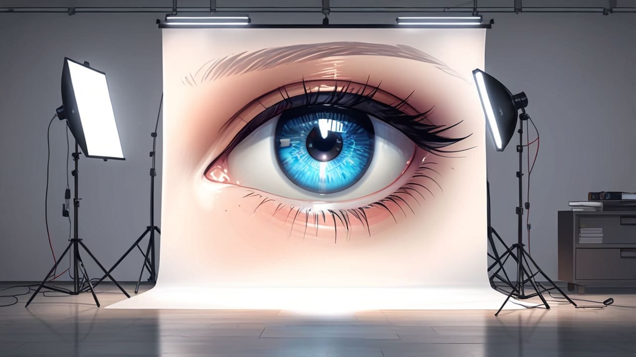 Lupa inteligente de bolsillo sobre un fondo tecnológico en una óptica moderna