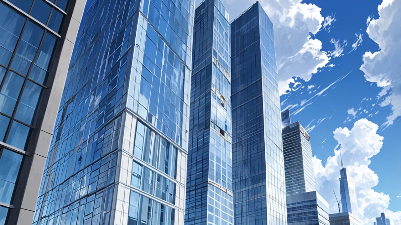 Edificios modernos y tecnológicos en una ciudad con cielo despejado