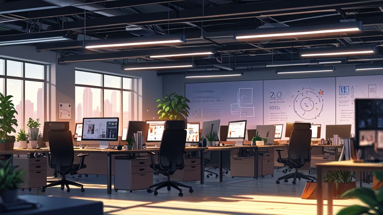 Oficinas de una startup tecnológica con un enfoque en innovación digital