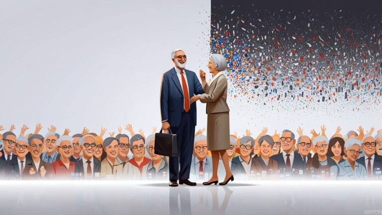 Gráfico comparativo de riqueza entre jubilados y pensionistas sobre un fondo digital