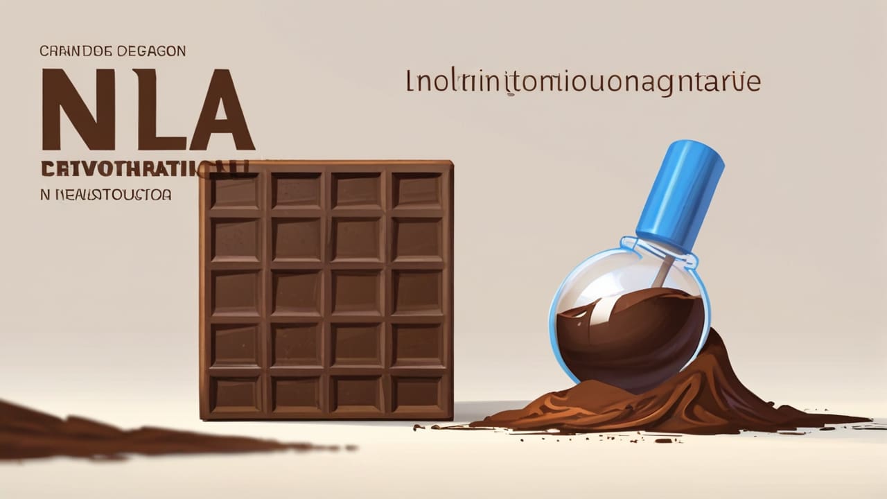 Montaje de laboratorio de investigación con muestras de chocolate en un ambiente minimalista y profesional.