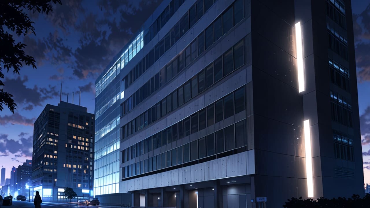 Edificios modernos de Providencia iluminados al anochecer, con enfoque en innovación y tecnología.