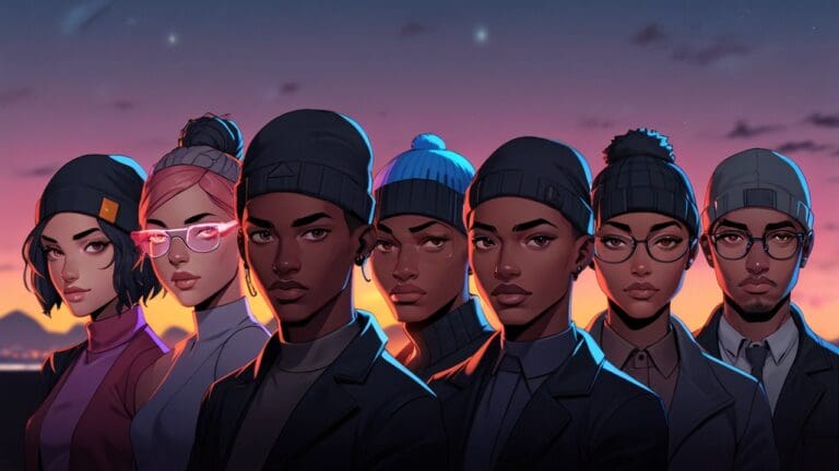 Rascacielos de Dubái iluminados al anochecer con toques futuristas