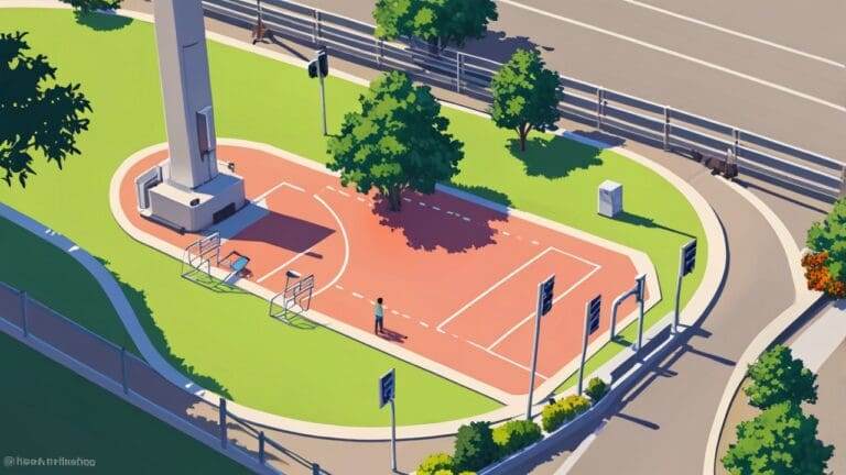 Vista aérea de un complejo tecnológico moderno con pabellones feriales.