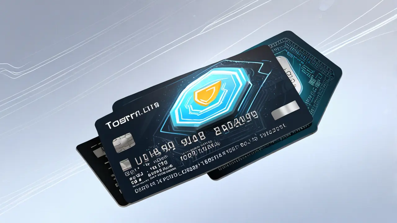 Tarjeta digital futurista sobre un fondo tecnológico con iconos de seguros