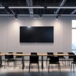 Una sala moderna de oficina con pantallas mostrando gráficos de crecimiento empresarial