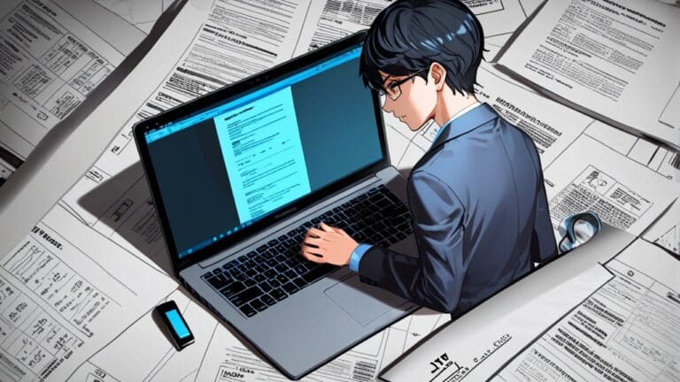 Persona revisando gráfico financiero en laptop moderna sobre un escritorio limpio