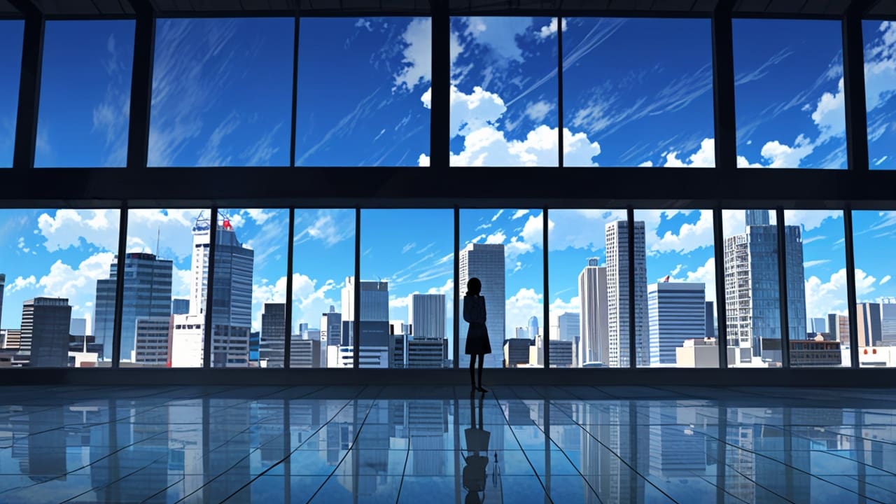 Vista moderna de un centro tecnológico con rascacielos y cielo despejado