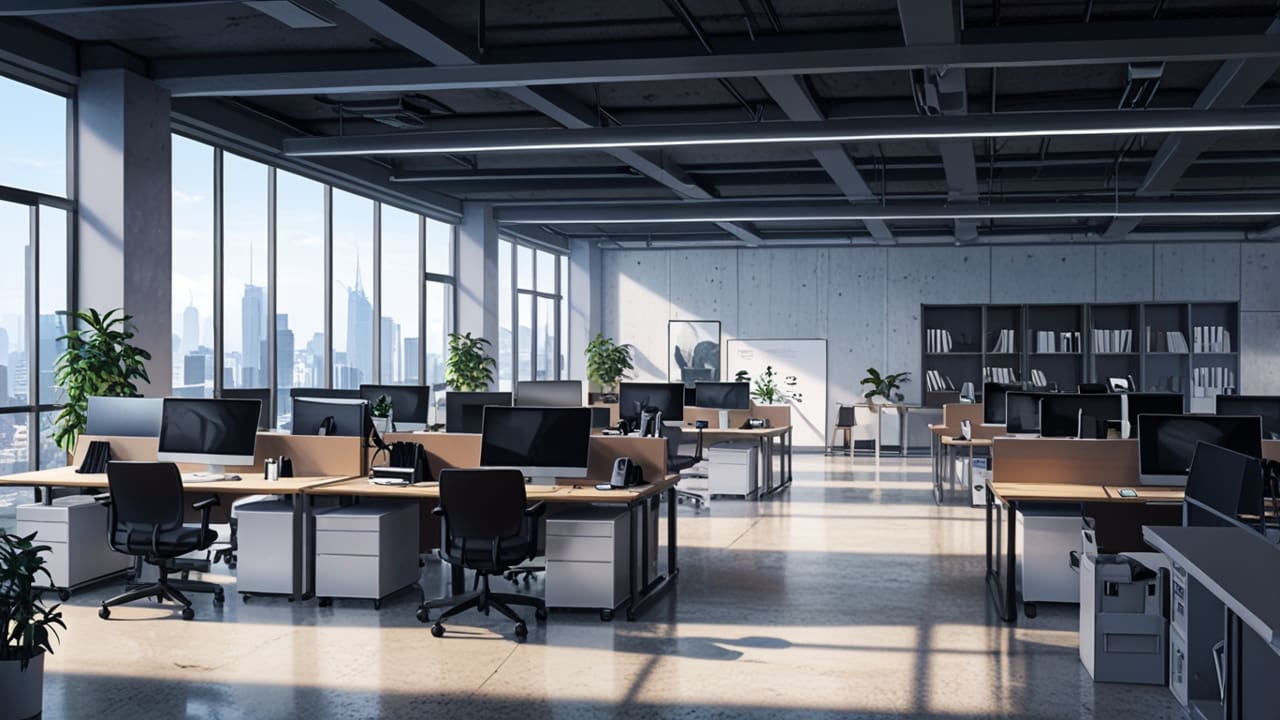 Oficinas modernas y tecnológicas en un espacio colaborativo.