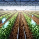 Un campo chileno con tecnología avanzada de monitoreo agrícola en un día soleado