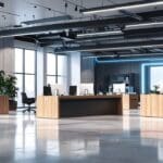 Oficinas modernas con tecnología acuícola en el mostrador