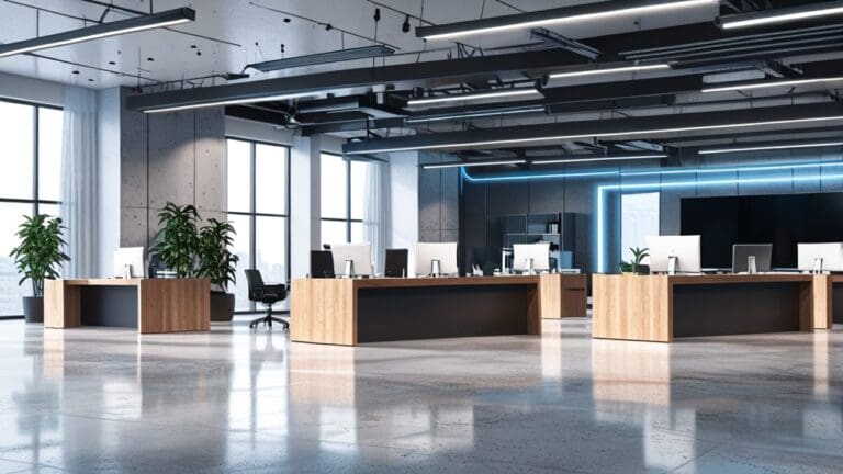 Oficinas modernas con tecnología acuícola en el mostrador