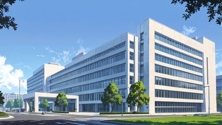 Edificio universitario moderno con diseño arquitectónico de vanguardia en entorno urbano tecnológico