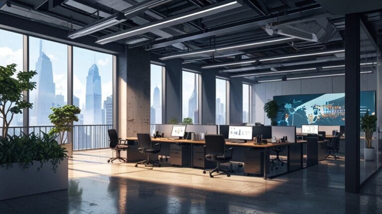 Oficinas corporativas modernas de una startup tecnológica en un entorno urbano