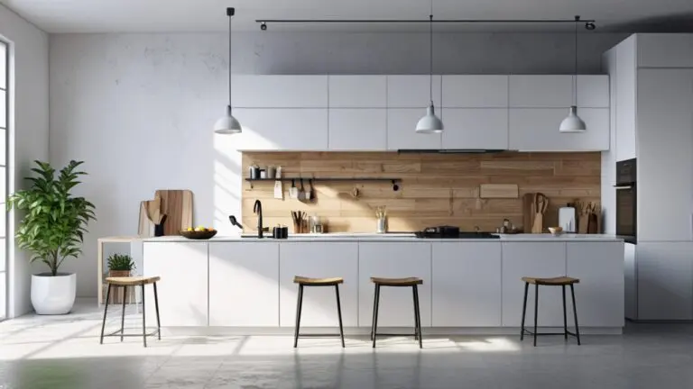 Primer plano de un moderno dispositivo doméstico inteligente en una cocina contemporánea, con fondo minimalista.