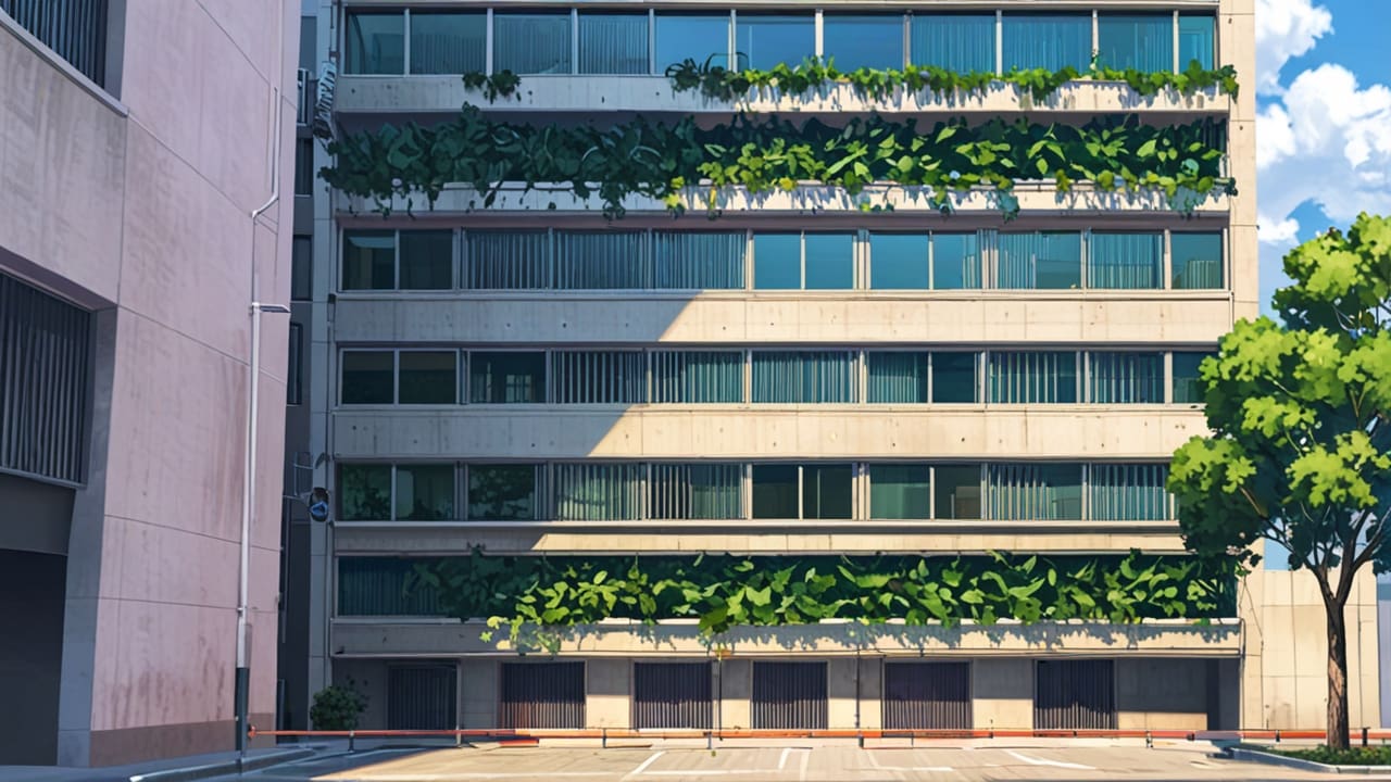 Edificio tecnológico moderno rodeado de vegetación en un entorno urbano de Cataluña
