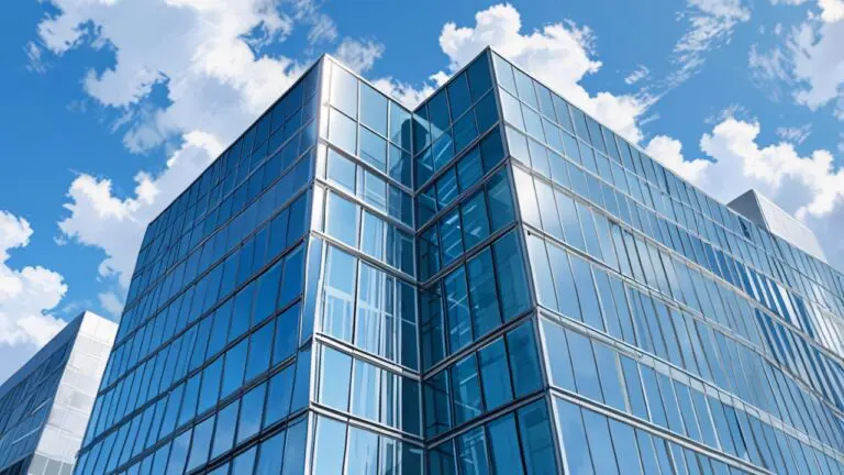 Edificio moderno de oficinas con cielo despejado y luz de día