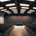 Sala de servidores con luces LED iluminando equipos de alta tecnología