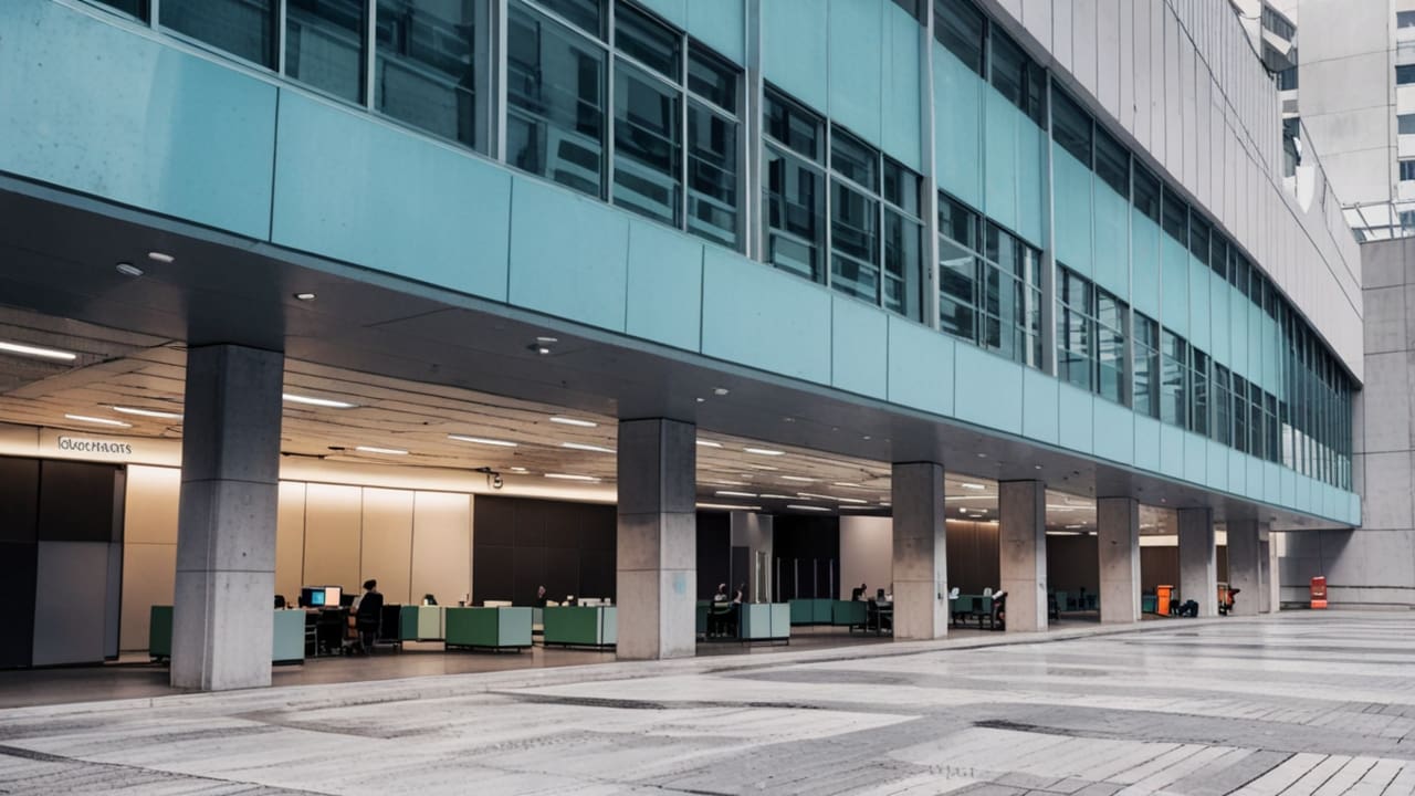 Oficinas modernas en São Paulo con tecnología avanzada y redes digitales visibles