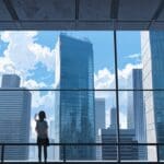 Vista moderna de un centro tecnológico con edificios vanguardistas y cielo despejado