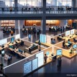 Empresas trabajando en un centro de innovación tecnológica moderno