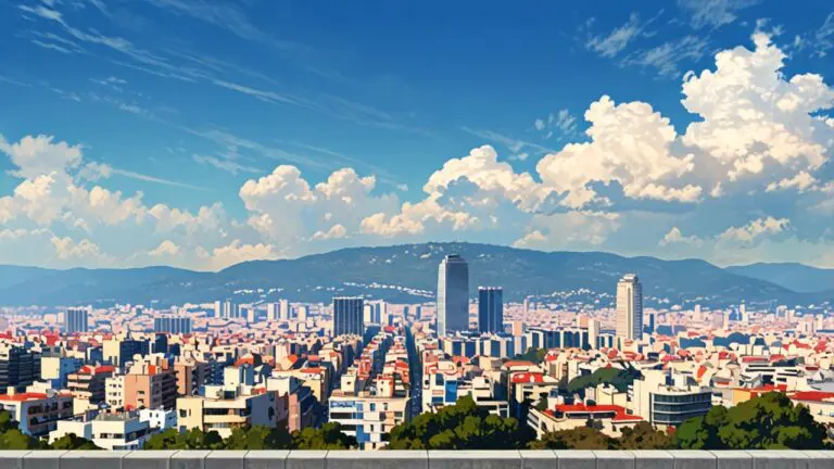 Vista de rascacielos modernos en Barcelona con cielo despejado