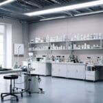 Vista de un moderno laboratorio de cosmética en un parque industrial de Sevilla