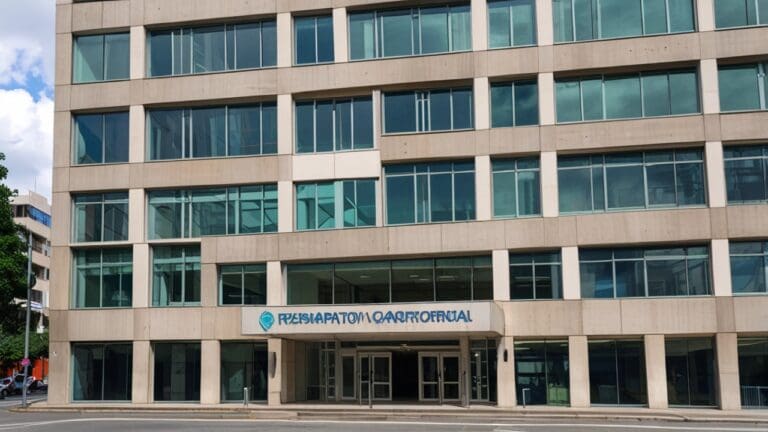 Vista moderna de edificios de oficinas en Bogotá con un entorno tecnológico